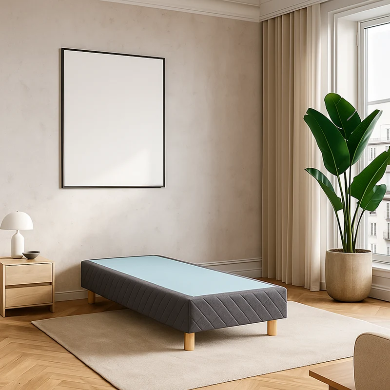 Sommier tapissier, contour tissu, structure bois - Collection Confort