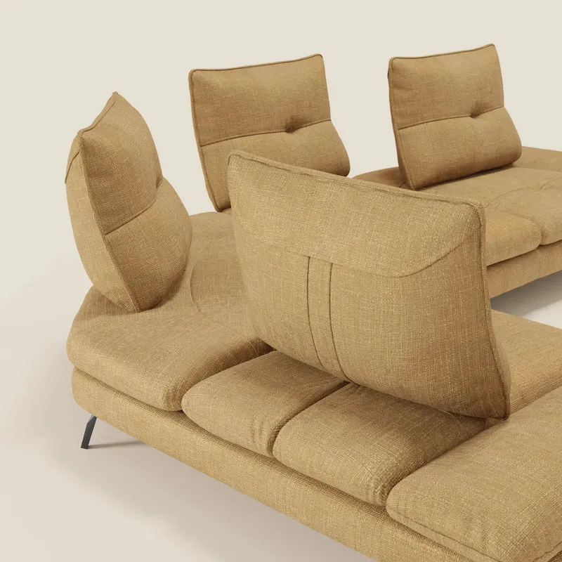 Ardex Canapé d'angle - dossiers coulissants et accoudoirs réglables en élégant tissu imperméable T06 jaune