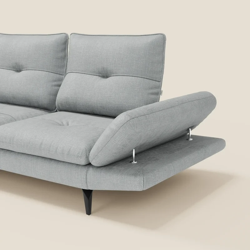 Ardex Canapé d'angle - dossiers coulissants et accoudoirs réglables en élégant tissu imperméable T06 bleu glacier