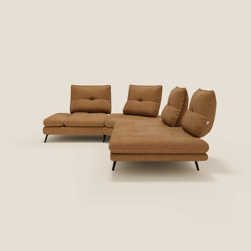 Ardex Canapé d'angle - dossiers coulissants et accoudoirs réglables en élégant tissu imperméable T06 ocre