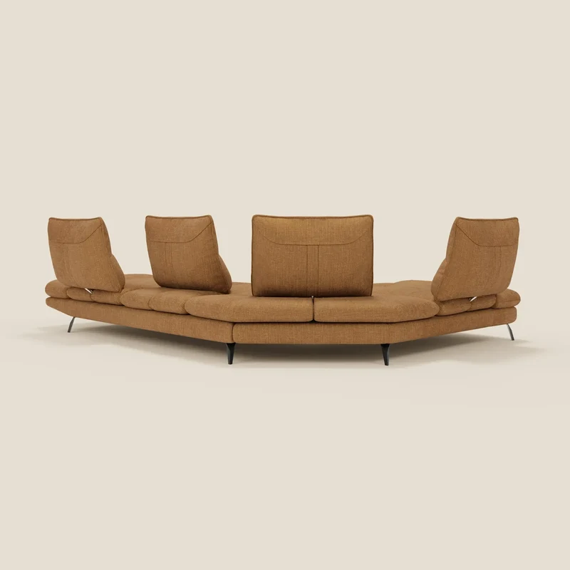 Ardex Canapé d'angle - dossiers coulissants et accoudoirs réglables en élégant tissu imperméable T06 ocre