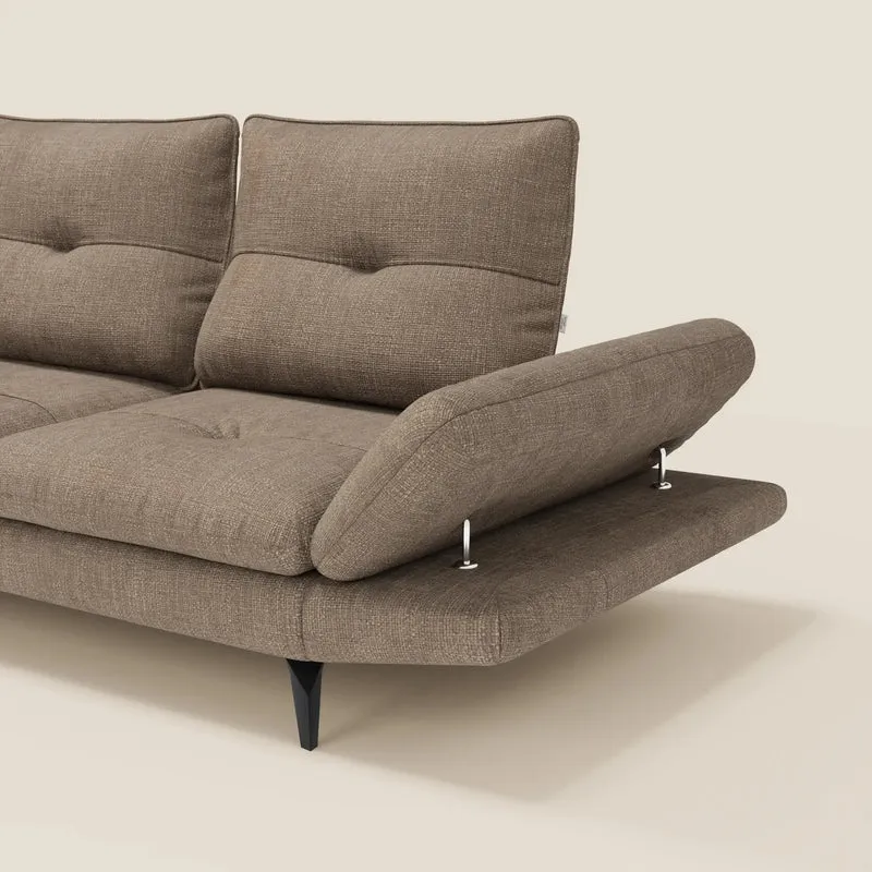Ardex Canapé d'angle - dossiers coulissants et accoudoirs réglables en élégant tissu imperméable T06 marron