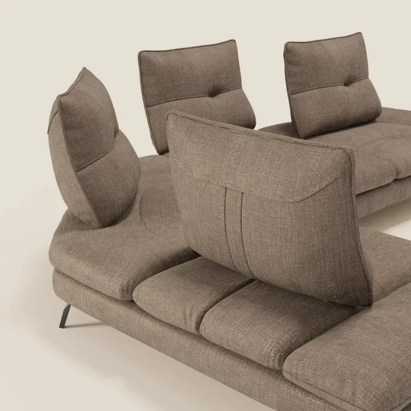 Ardex Canapé d'angle - dossiers coulissants et accoudoirs réglables en élégant tissu imperméable T06 marron