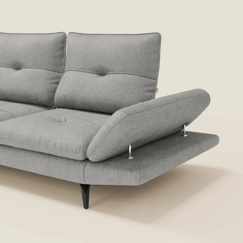 Ardex Canapé d'angle - dossiers coulissants et accoudoirs réglables en élégant tissu imperméable T06 gris