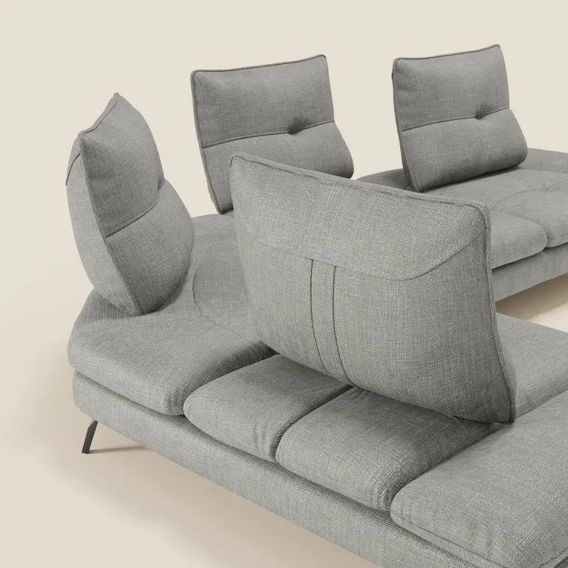 Ardex Canapé d'angle - dossiers coulissants et accoudoirs réglables en élégant tissu imperméable T06 gris