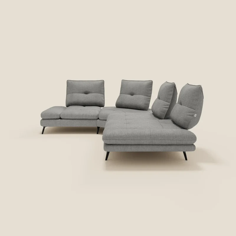 Ardex Canapé d'angle - dossiers coulissants et accoudoirs réglables en élégant tissu imperméable T06 gris
