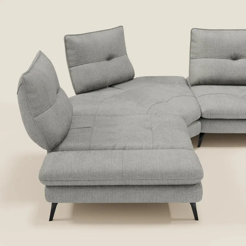 Ardex Canapé d'angle - dossiers coulissants et accoudoirs réglables en élégant tissu imperméable T06 gris