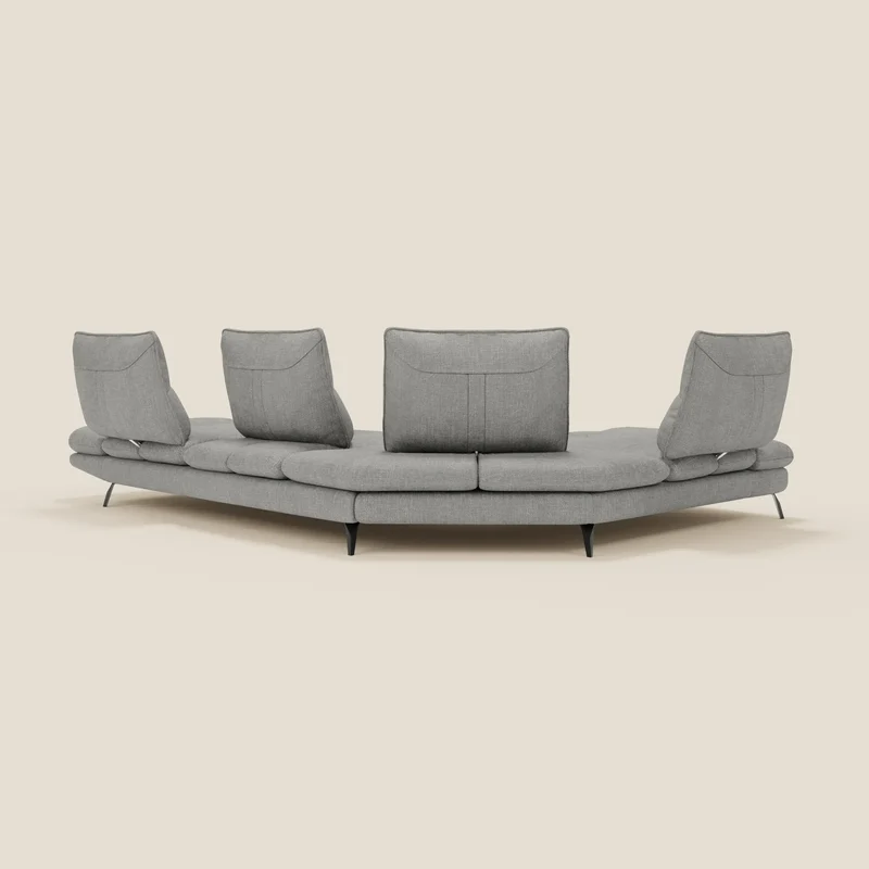 Ardex Canapé d'angle - dossiers coulissants et accoudoirs réglables en élégant tissu imperméable T06 gris