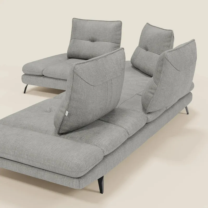 Ardex Canapé d'angle - dossiers coulissants et accoudoirs réglables en élégant tissu imperméable T06 gris