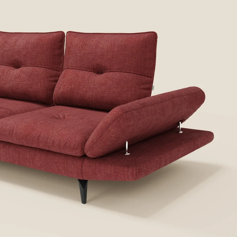 Ardex Canapé d'angle - dossiers coulissants et accoudoirs réglables en élégant tissu imperméable T06 rouge