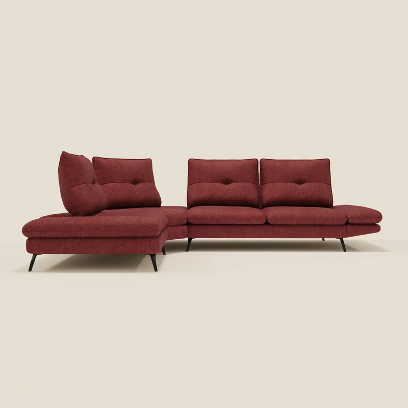Ardex Canapé d'angle - dossiers coulissants et accoudoirs réglables en élégant tissu imperméable T06 rouge