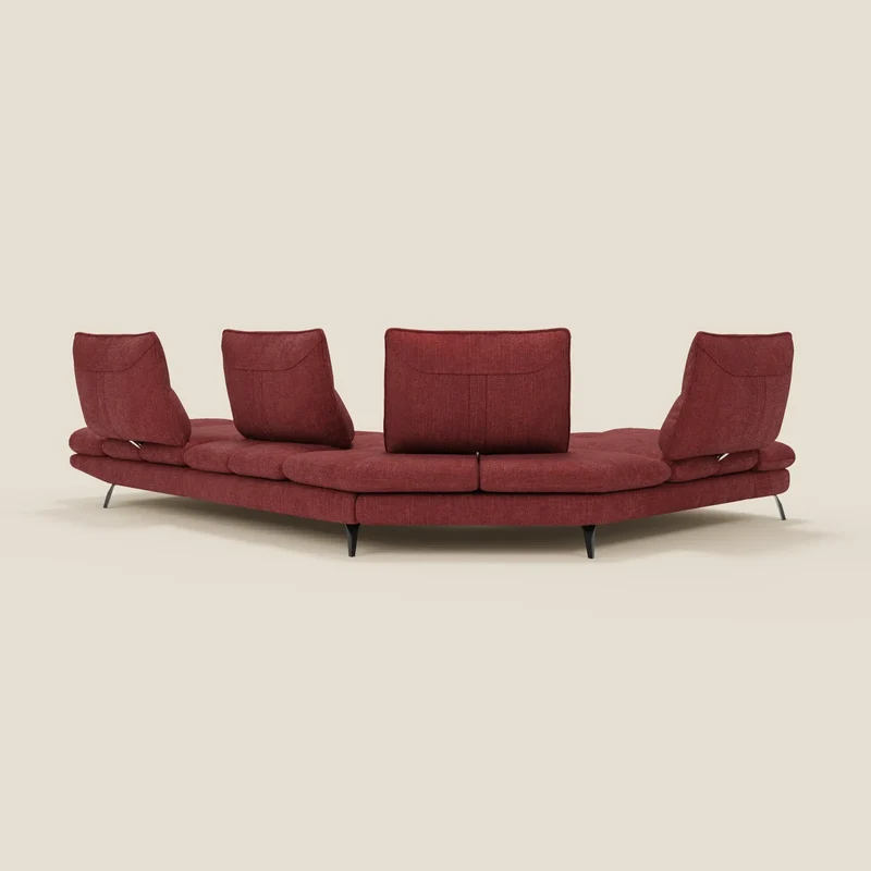 Ardex Canapé d'angle - dossiers coulissants et accoudoirs réglables en élégant tissu imperméable T06 rouge