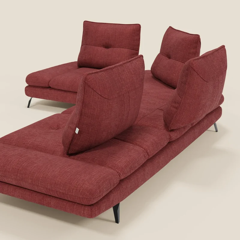 Ardex Canapé d'angle - dossiers coulissants et accoudoirs réglables en élégant tissu imperméable T06 rouge