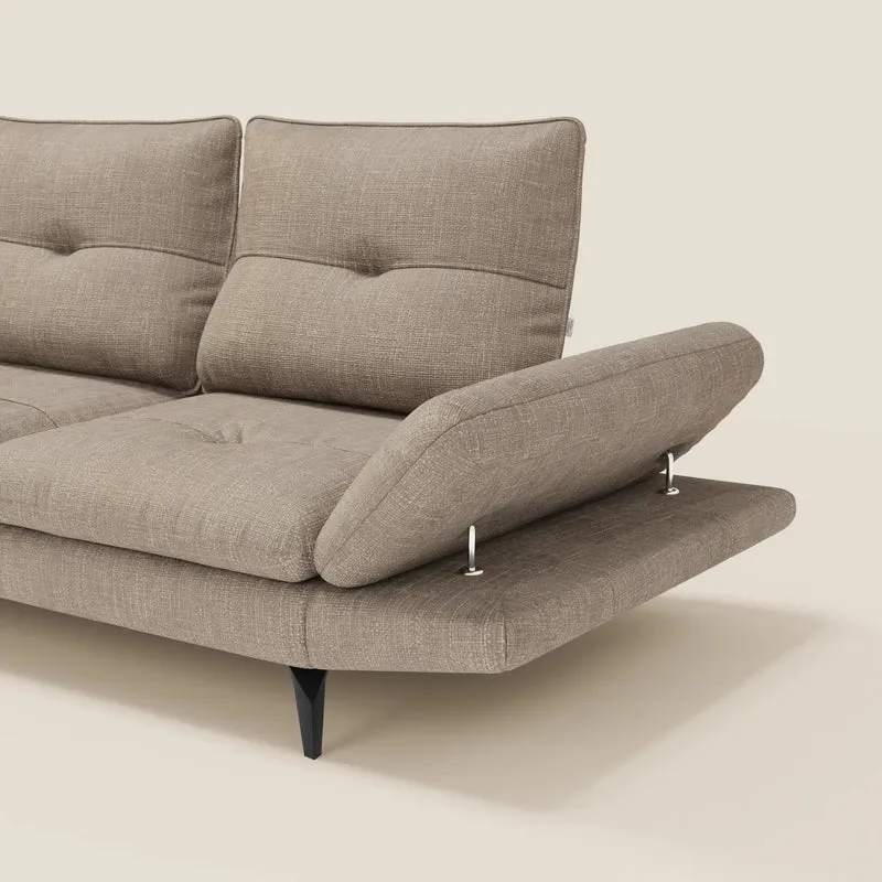 Ardex Canapé d'angle - dossiers coulissants et accoudoirs réglables en élégant tissu imperméable T06 taupe