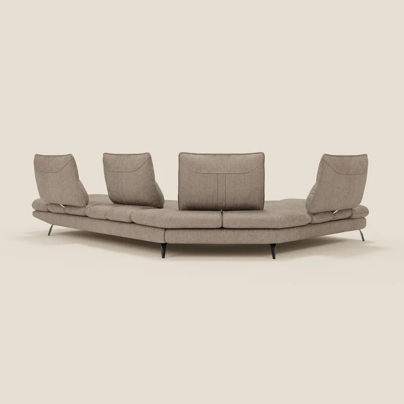 Ardex Canapé d'angle - dossiers coulissants et accoudoirs réglables en élégant tissu imperméable T06 taupe