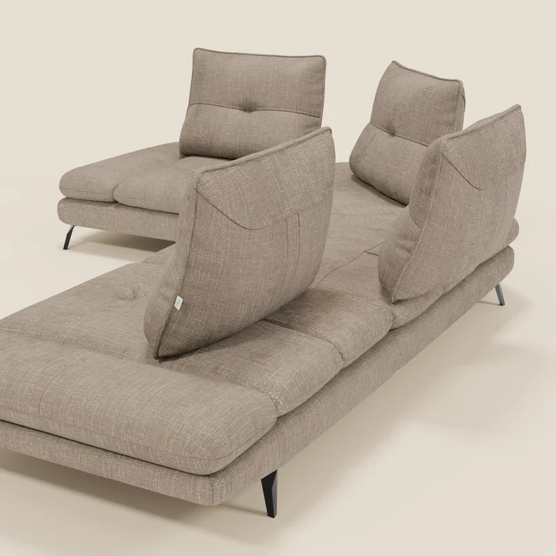 Ardex Canapé d'angle - dossiers coulissants et accoudoirs réglables en élégant tissu imperméable T06 taupe