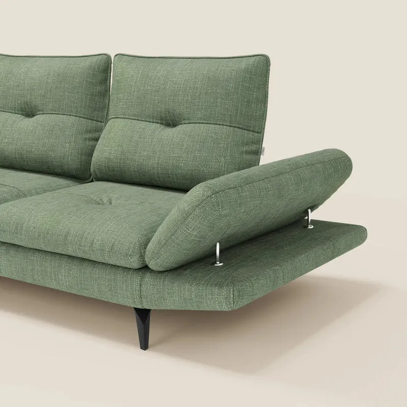 Ardex Canapé d'angle - dossiers coulissants et accoudoirs réglables en élégant tissu imperméable T06 vert