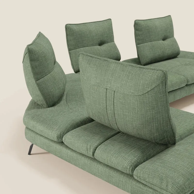 Ardex Canapé d'angle - dossiers coulissants et accoudoirs réglables en élégant tissu imperméable T06 vert