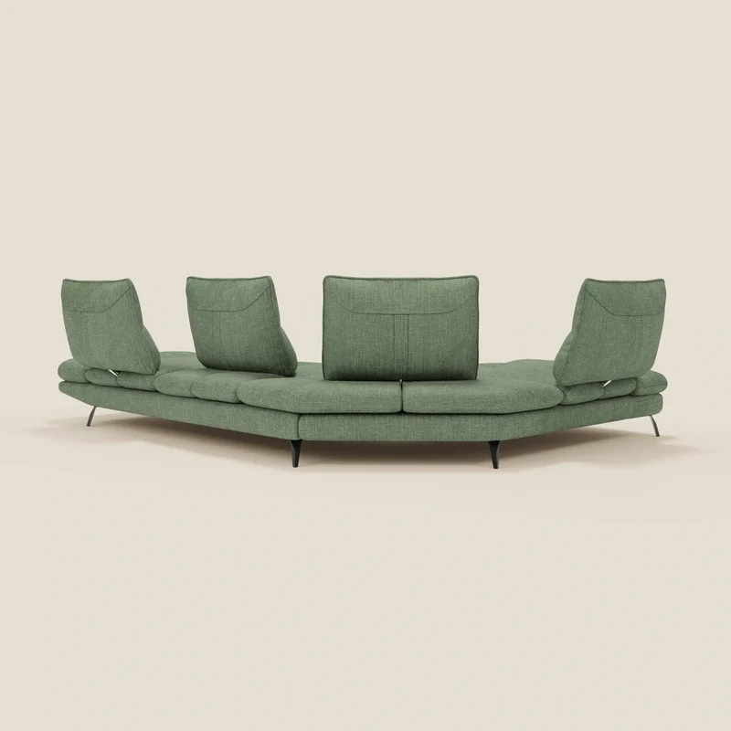 Ardex Canapé d'angle - dossiers coulissants et accoudoirs réglables en élégant tissu imperméable T06 vert