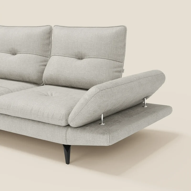 Ardex Canapé d'angle - dossiers coulissants et accoudoirs réglables en élégant tissu imperméable T06 gris clair