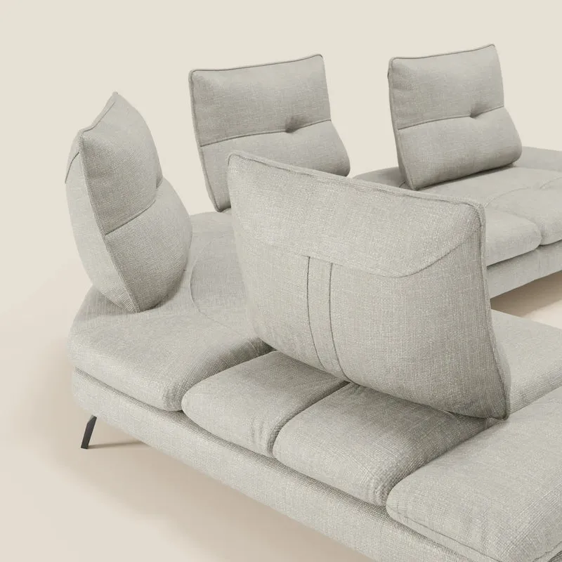 Ardex Canapé d'angle - dossiers coulissants et accoudoirs réglables en élégant tissu imperméable T06 gris clair