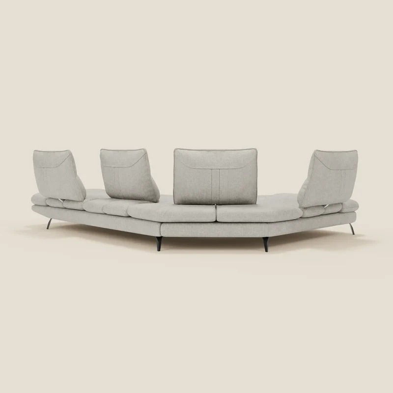 Ardex Canapé d'angle - dossiers coulissants et accoudoirs réglables en élégant tissu imperméable T06 gris clair