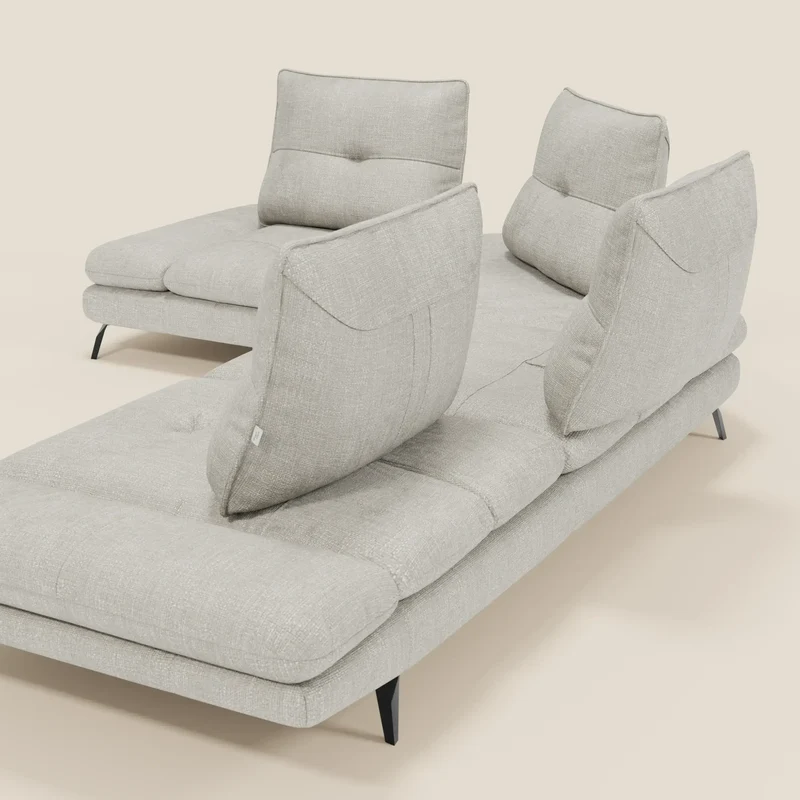 Ardex Canapé d'angle - dossiers coulissants et accoudoirs réglables en élégant tissu imperméable T06 gris clair