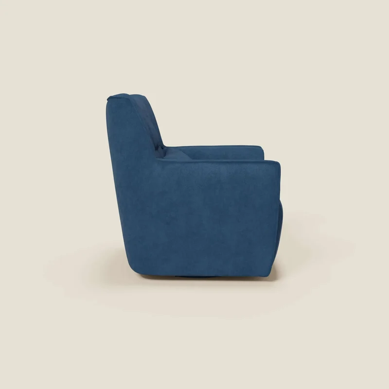 Tulla Fauteuil pivotant en tissu imperméable T02 bleu