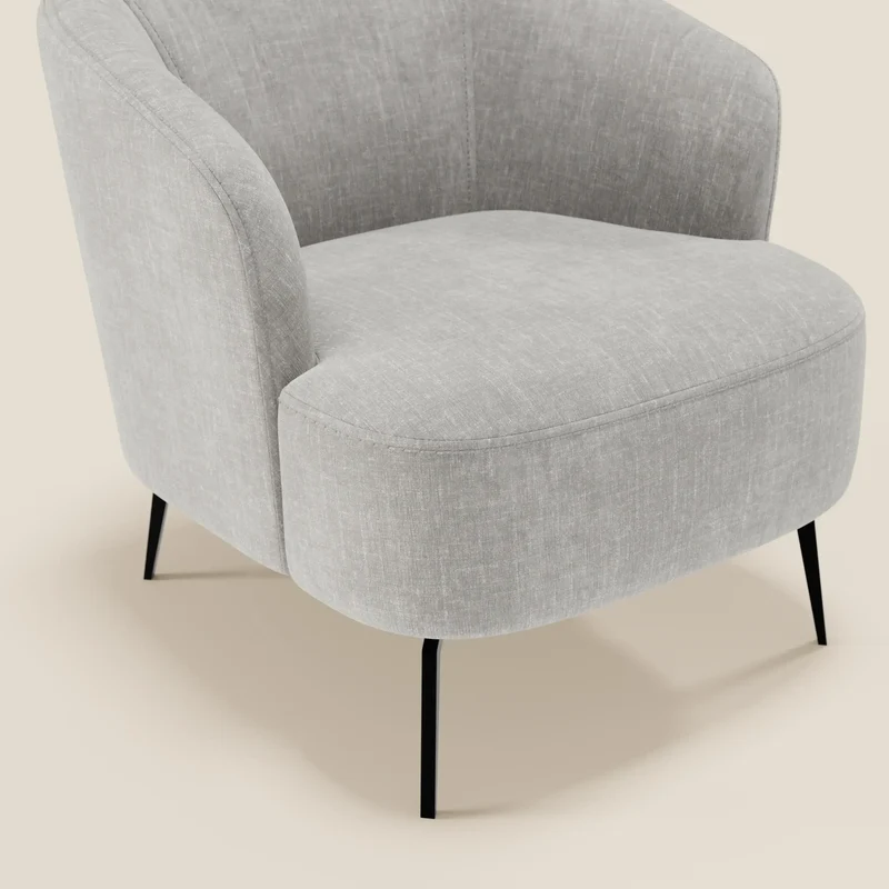 Renoa Fauteuil d'élégance moderne en tissu lavable T24 gris