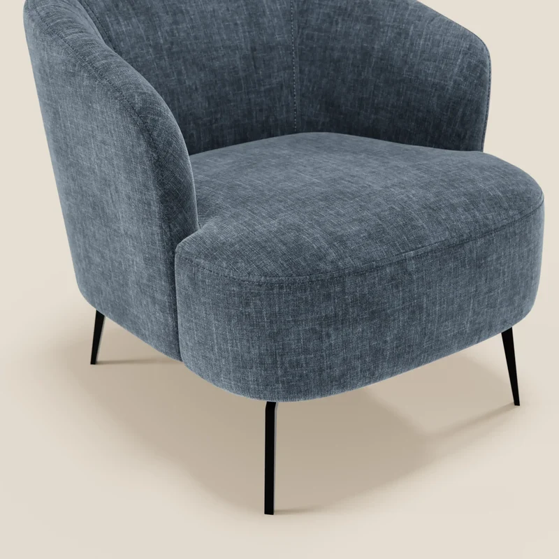 Renoa Fauteuil d'élégance moderne en tissu lavable T24 bleu ardoise