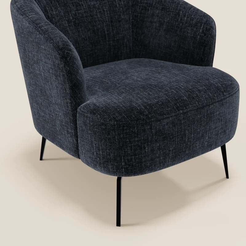 Renoa Fauteuil d'élégance moderne en tissu lavable T24 bleu nuit