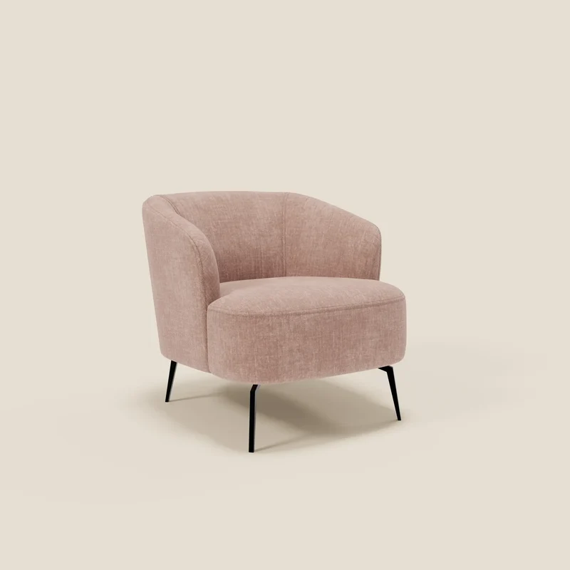 Renoa Fauteuil d'élégance moderne en tissu lavable T24 rose poudré