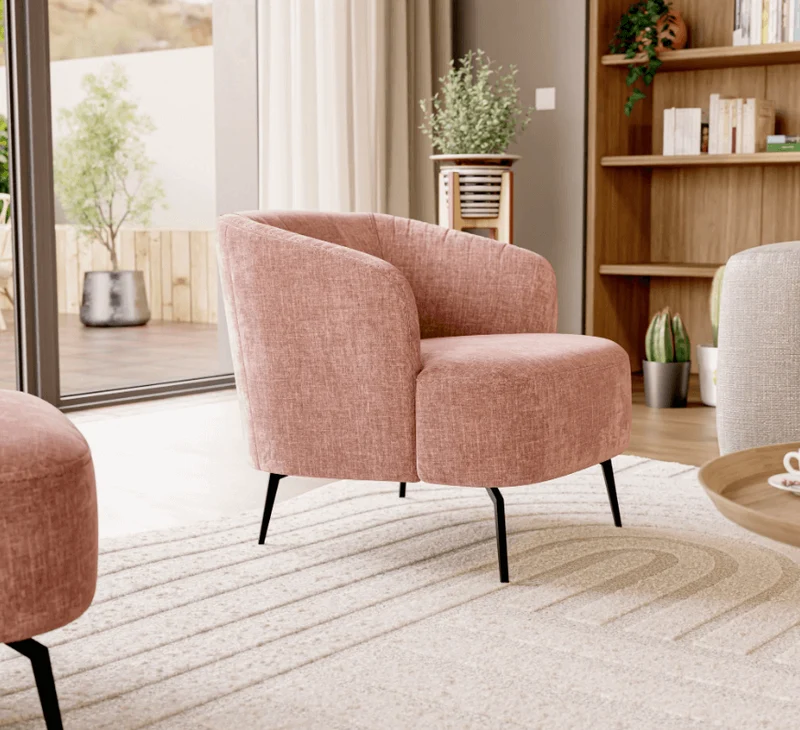Renoa Fauteuil d'élégance moderne en tissu lavable T24 rose poudré