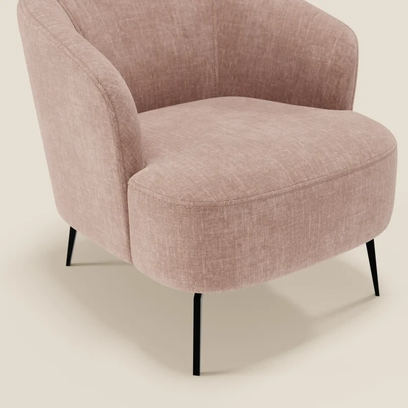 Renoa Fauteuil d'élégance moderne en tissu lavable T24 rose poudré
