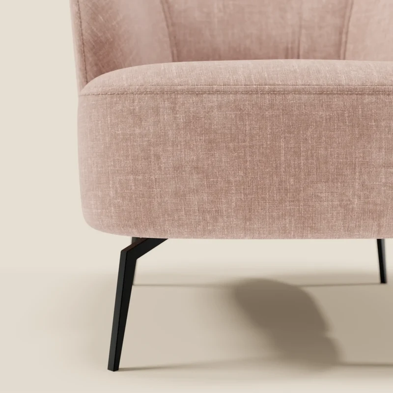 Renoa Fauteuil d'élégance moderne en tissu lavable T24 rose poudré