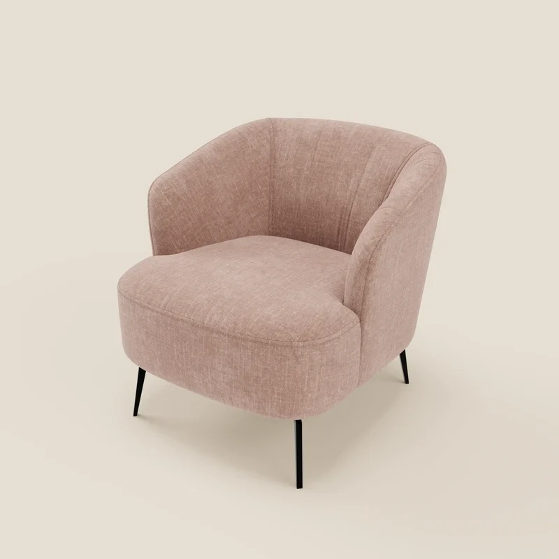 Renoa Fauteuil d'élégance moderne en tissu lavable T24 rose poudré