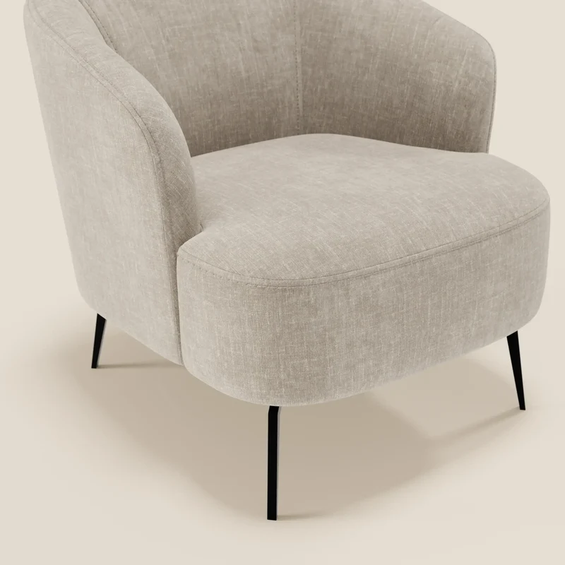Renoa Fauteuil d'élégance moderne en tissu lavable T24 lin clair