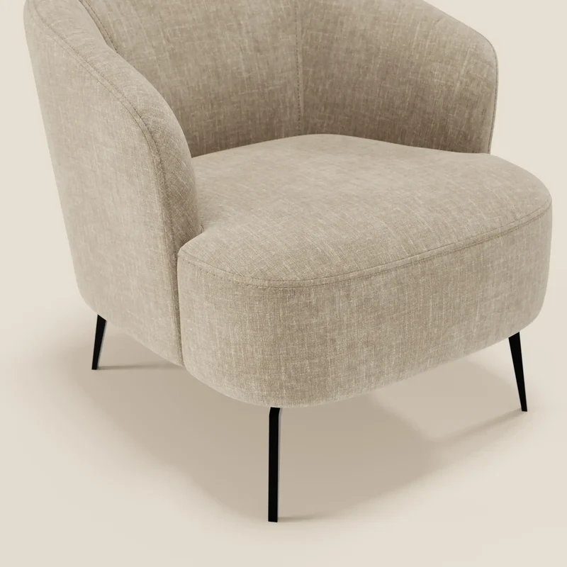 Renoa Fauteuil d'élégance moderne en tissu lavable T24 beige