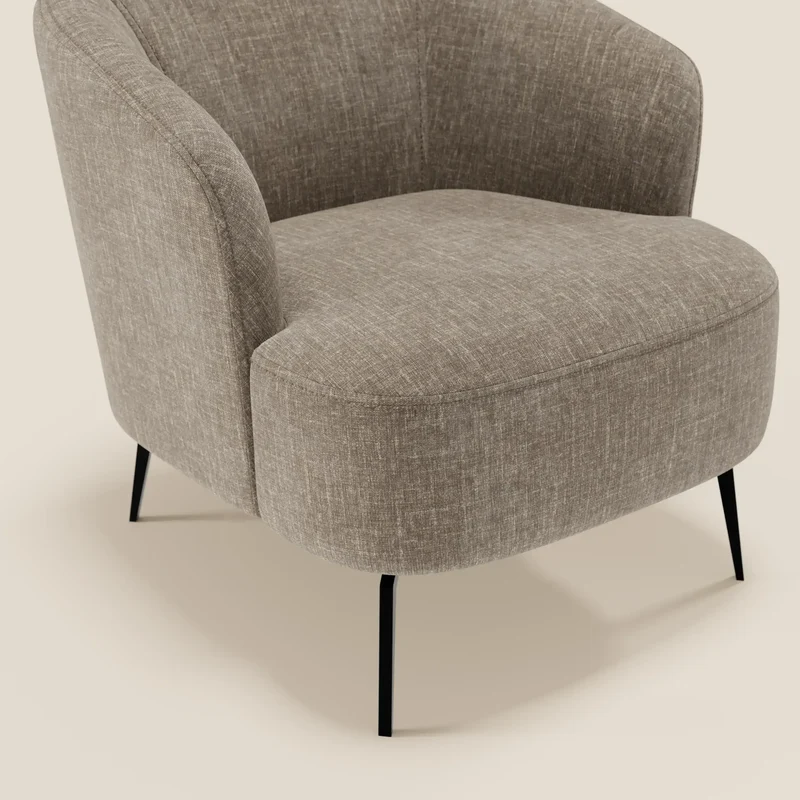 Renoa Fauteuil d'élégance moderne en tissu lavable T24 brun taupe