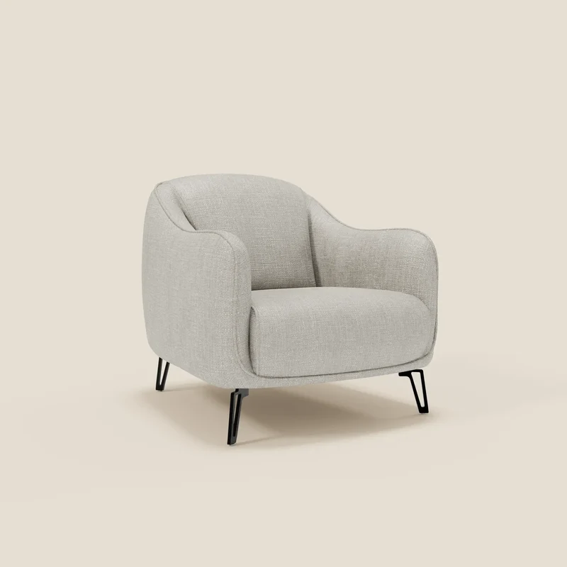 Avela Fauteuil au confort intemporel en tissu doux et imperméable T06 gris clair
