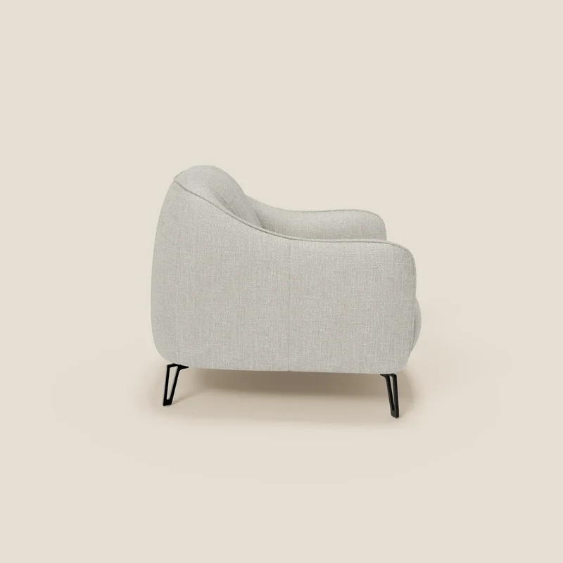 Avela Fauteuil au confort intemporel en tissu doux et imperméable T06 gris clair