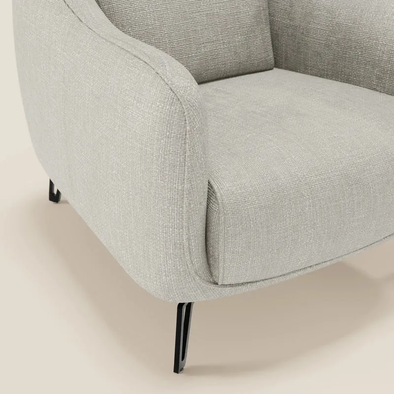 Avela Fauteuil au confort intemporel en tissu doux et imperméable T06 gris clair