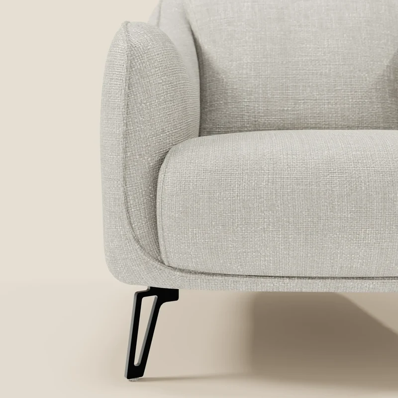 Avela Fauteuil au confort intemporel en tissu doux et imperméable T06 gris clair