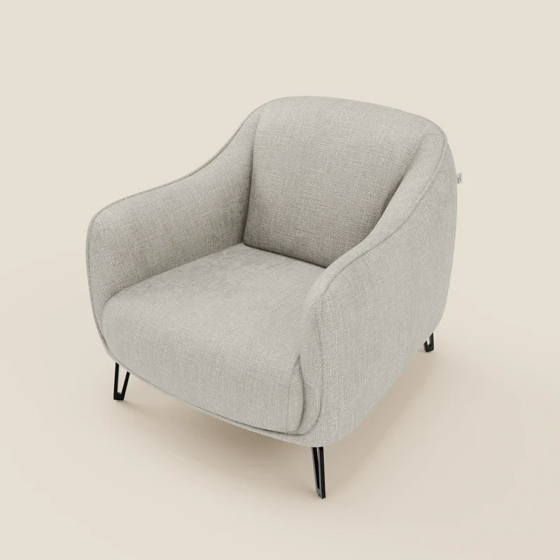 Avela Fauteuil au confort intemporel en tissu doux et imperméable T06 gris clair