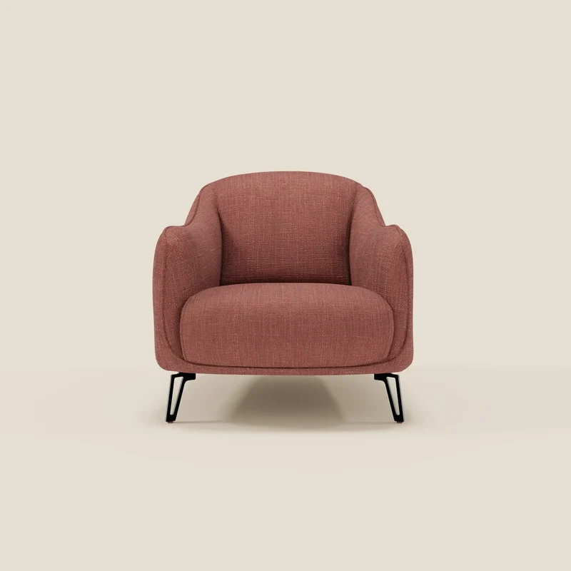 Avela Fauteuil au confort intemporel en tissu doux et imperméable T06 corail