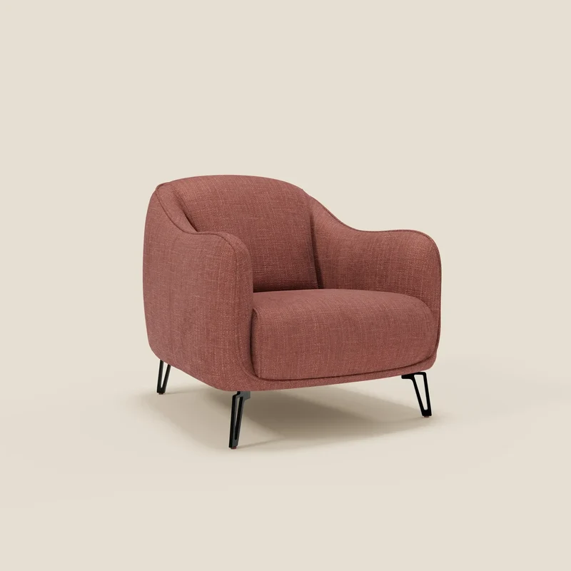 Avela Fauteuil au confort intemporel en tissu doux et imperméable T06 corail