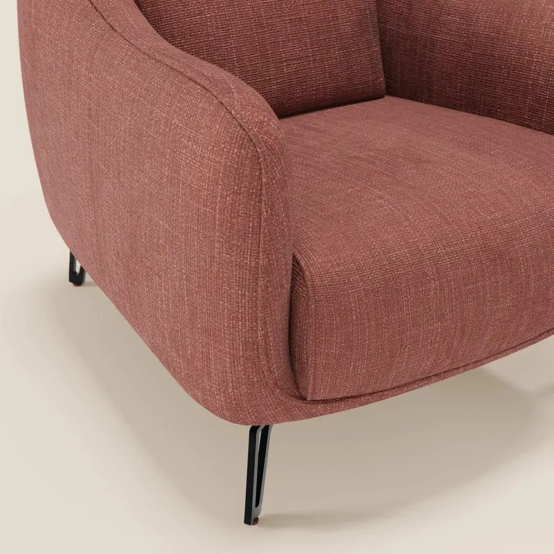 Avela Fauteuil au confort intemporel en tissu doux et imperméable T06 corail