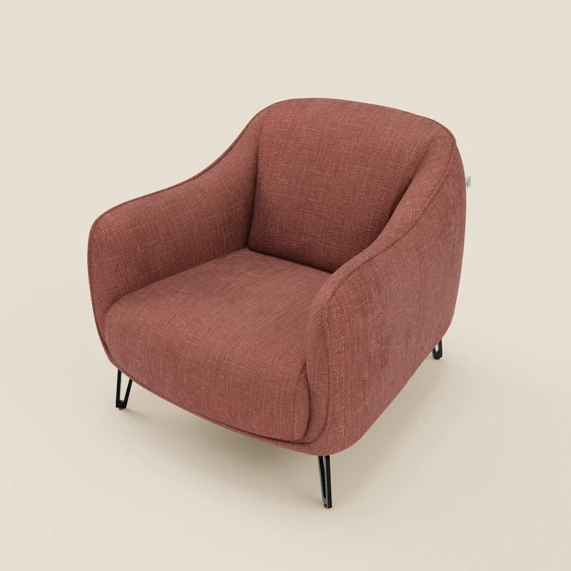 Avela Fauteuil au confort intemporel en tissu doux et imperméable T06 corail