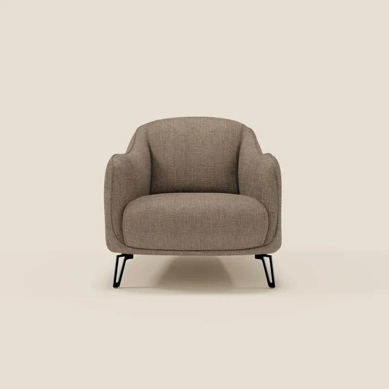 Avela Fauteuil au confort intemporel en tissu doux et imperméable T06 marron