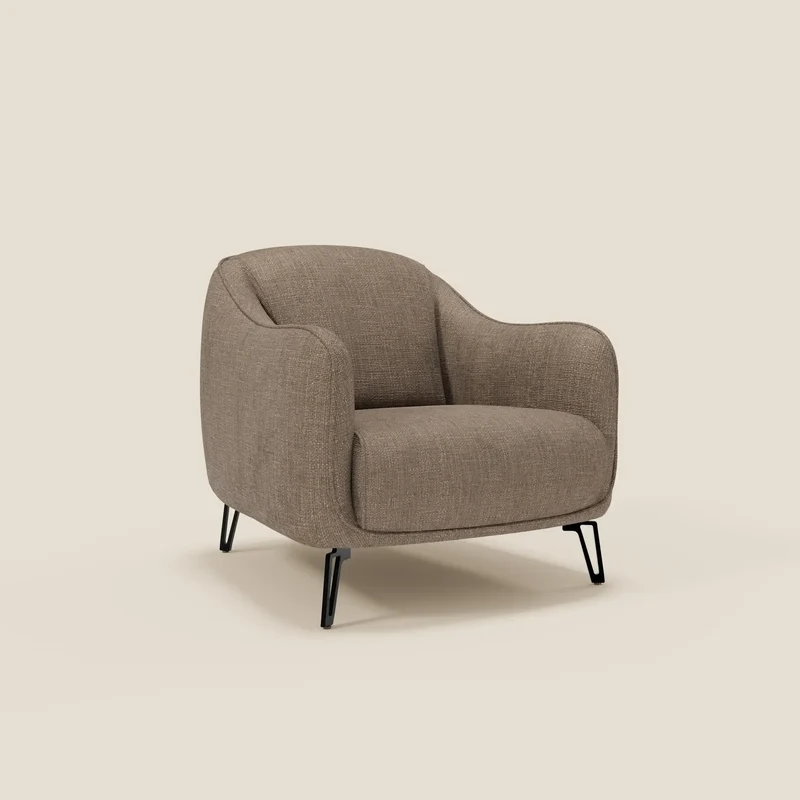 Avela Fauteuil au confort intemporel en tissu doux et imperméable T06 marron